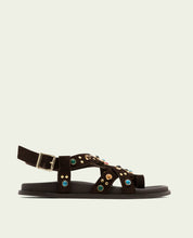 SANDALE PLATE EN CUIR HAZEL NOIR