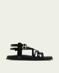SANDALE PLATE EN CUIR HERA NOIR