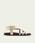 SANDALE PLATE EN CUIR HERA OR