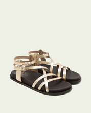 SANDALE PLATE EN CUIR HERA OR