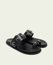SANDALE PLATE EN CUIR HADID NOIR