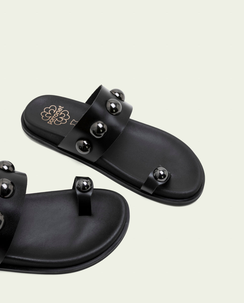 HADID BLACK FLAT SANDAL