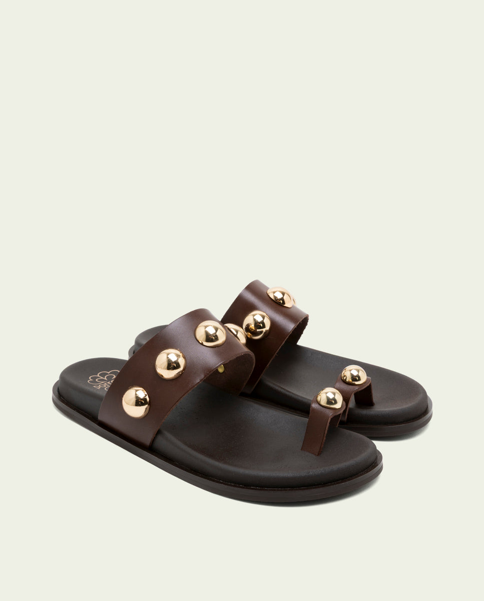 MOKA STUDDED FLAT SANDAL
