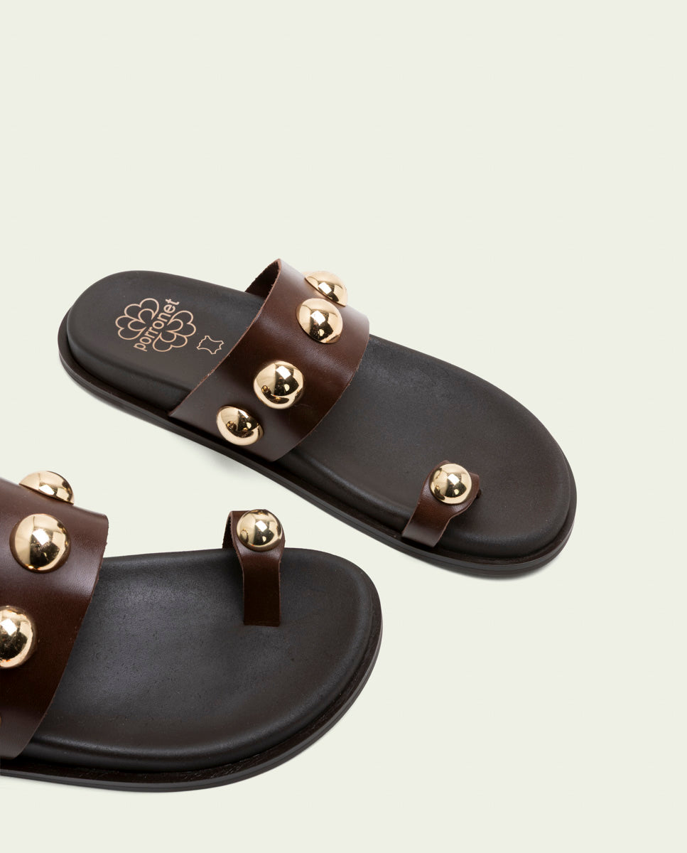 MOKA STUDDED FLAT SANDAL