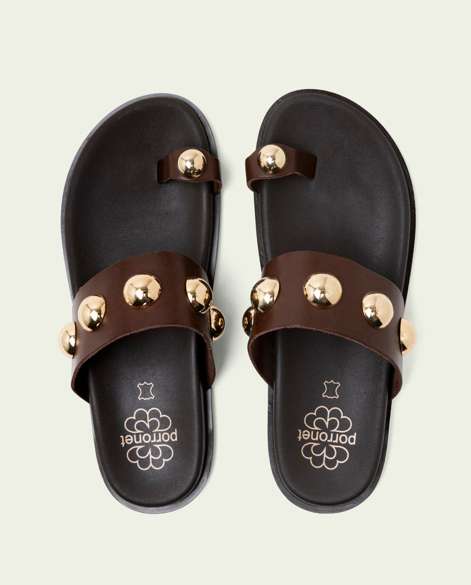 MOKA STUDDED FLAT SANDAL
