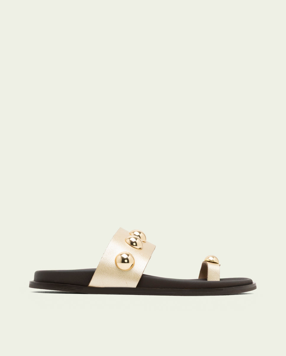HADID GOLD STUDDED FLAT SANDAL