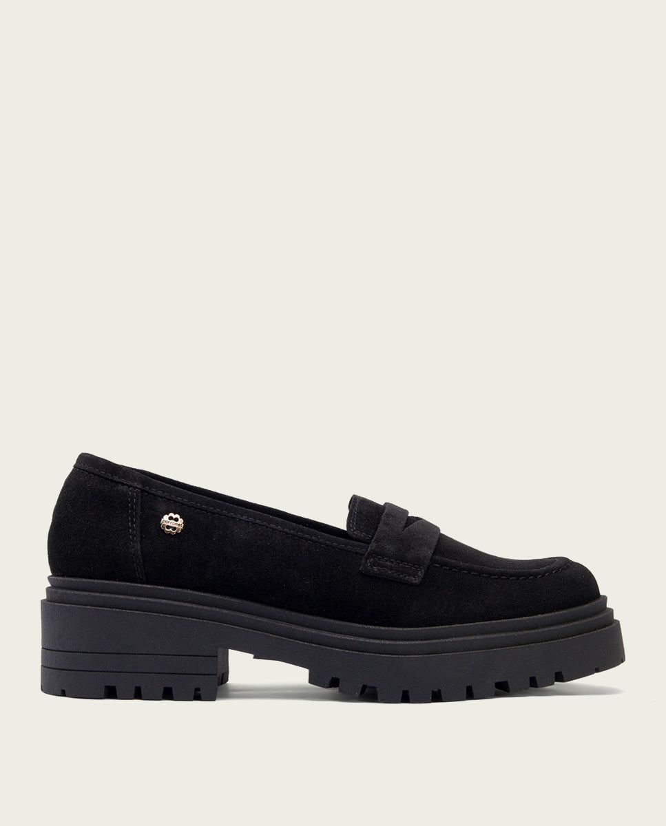 BLACK OPEN-TOE LOAFERS SELMA