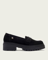 BLACK OPEN-TOE LOAFERS SELMA