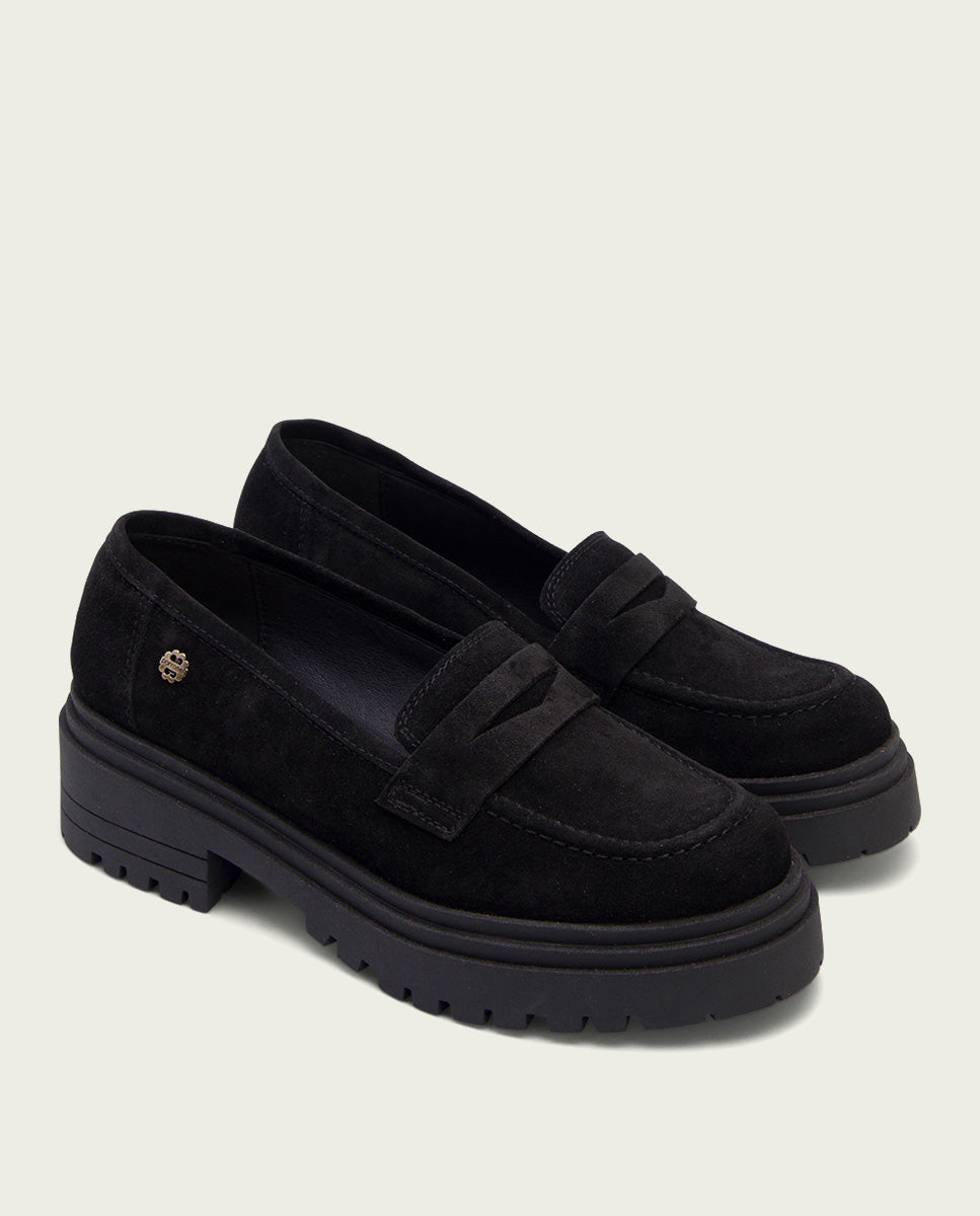 BLACK OPEN-TOE LOAFERS SELMA