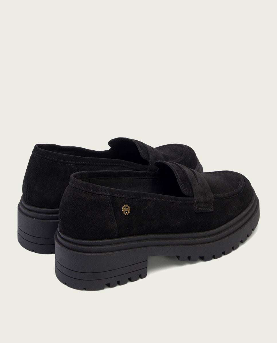 BLACK OPEN-TOE LOAFERS SELMA