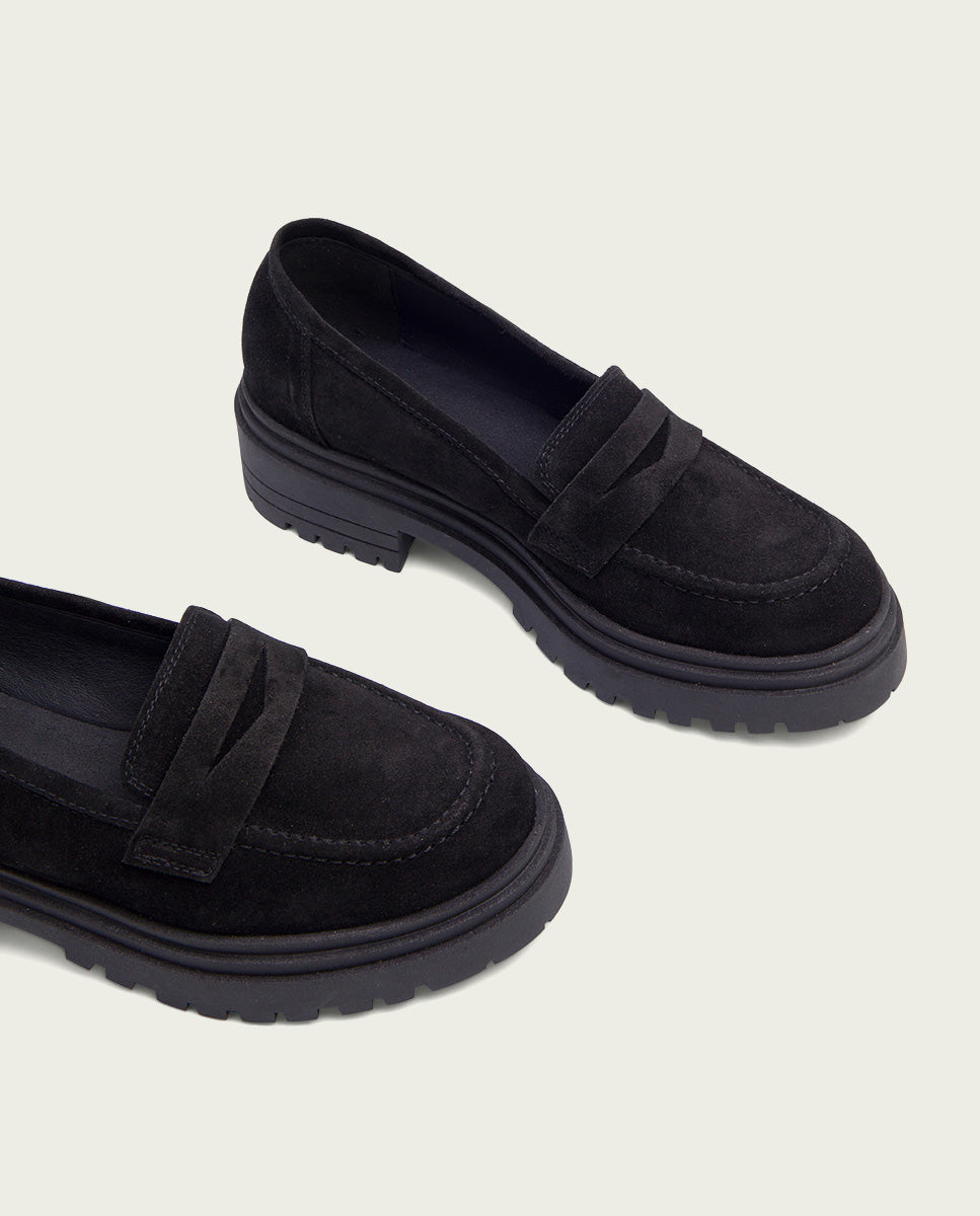 BLACK OPEN-TOE LOAFERS SELMA