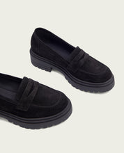 BLACK OPEN-TOE LOAFERS SELMA