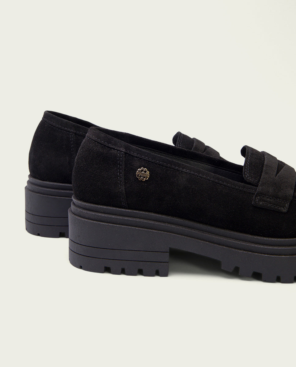 BLACK OPEN-TOE LOAFERS SELMA