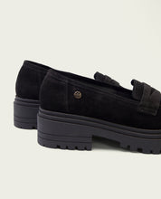 BLACK OPEN-TOE LOAFERS SELMA