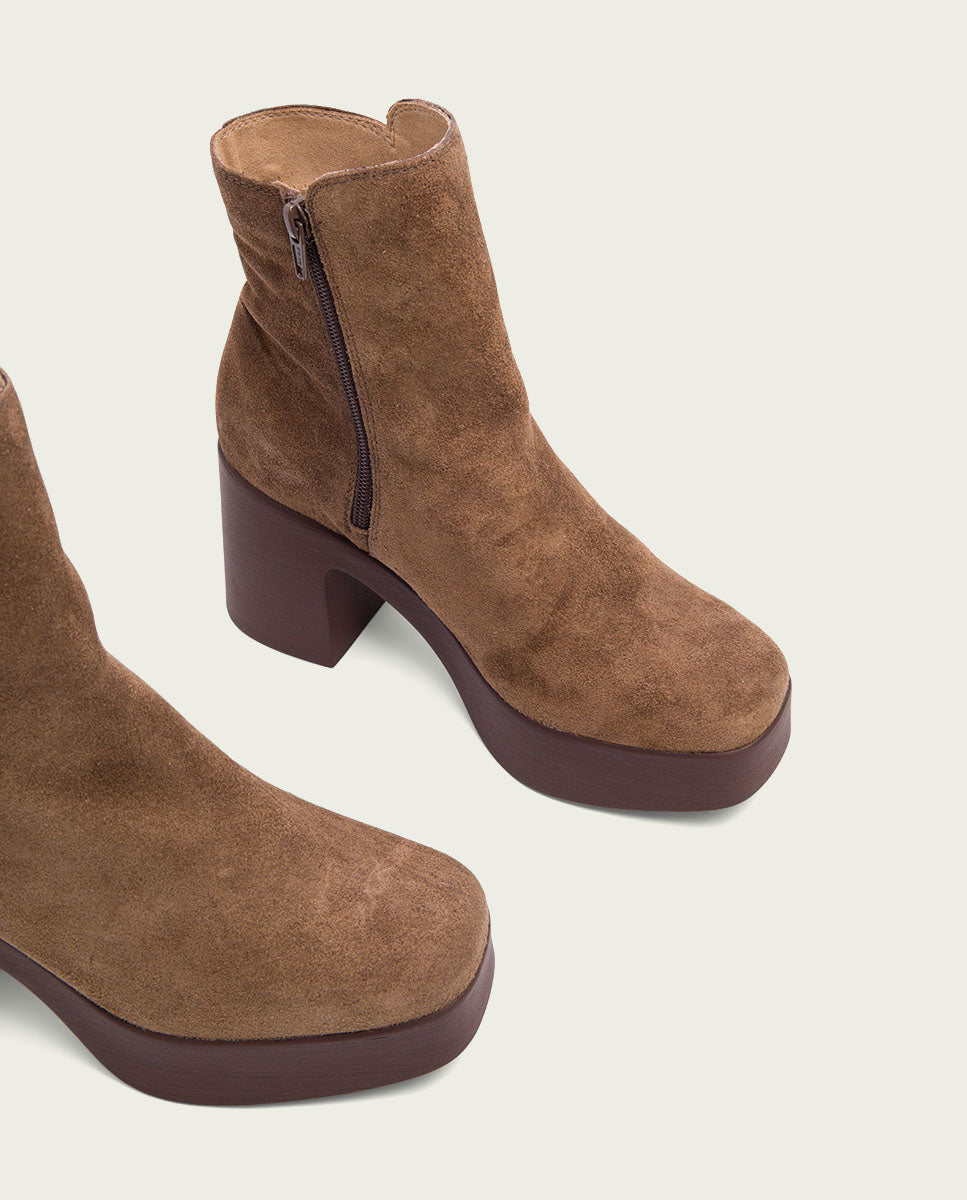 MOKA ZIPPERED HEEL ANKLE BOOTS LETA
