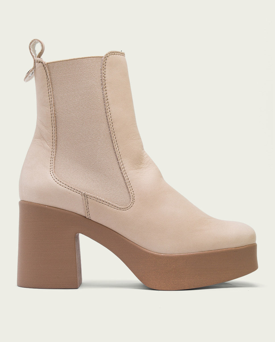 TAUPE HEEL ANKLE BOOTS WITH ELASTICS LAURA
