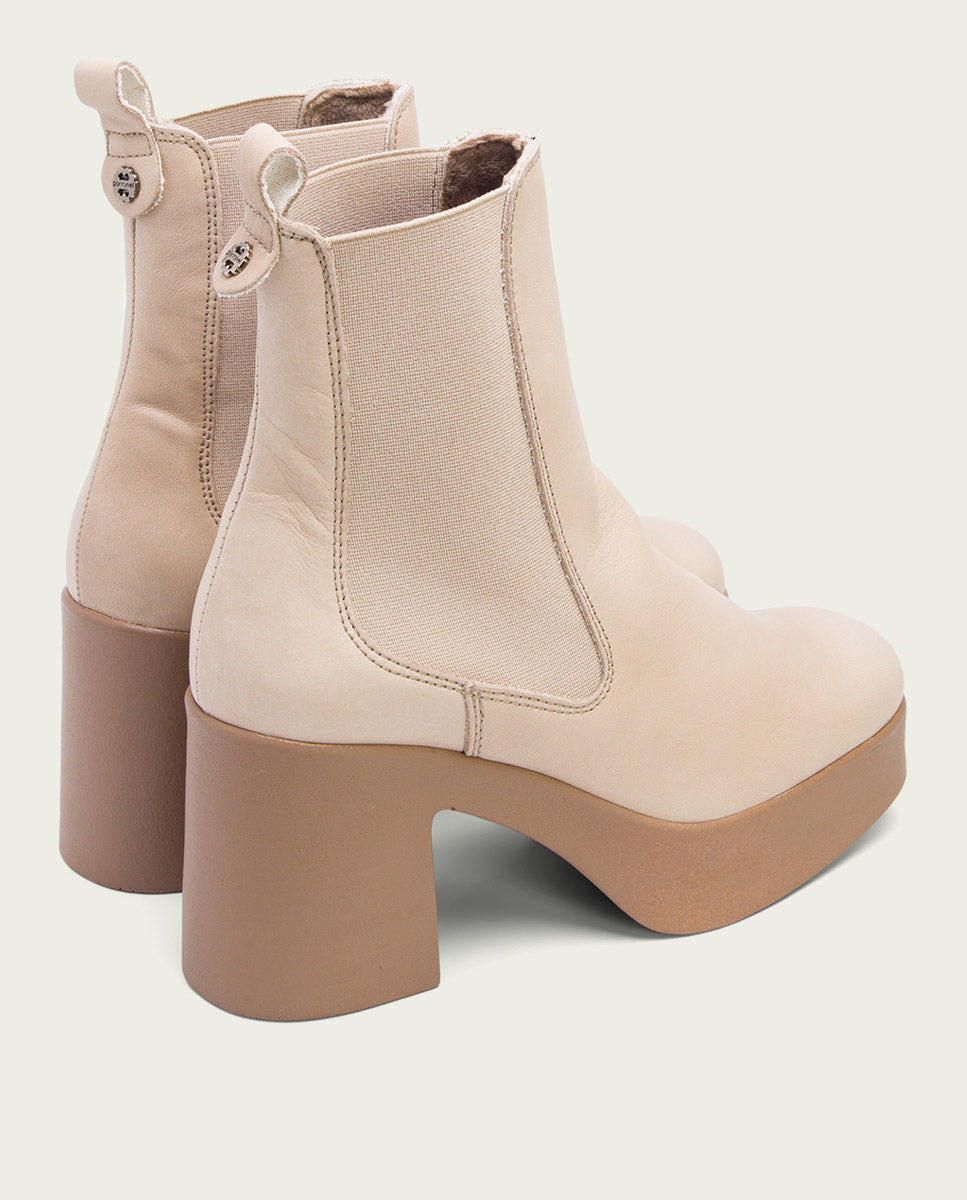 TAUPE HEEL ANKLE BOOTS WITH ELASTICS LAURA