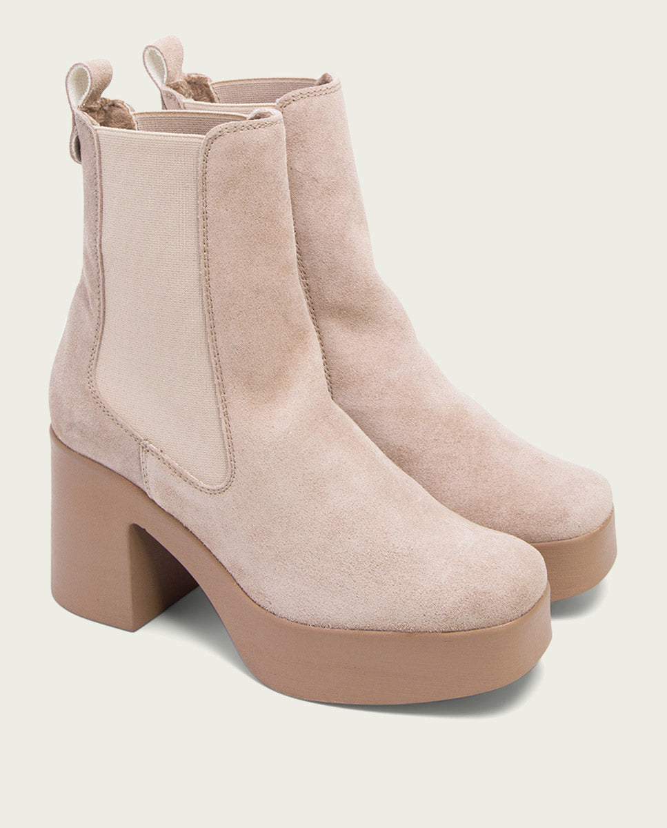 SAND HEEL ANKLE BOOTS WITH ELASTICS LENA