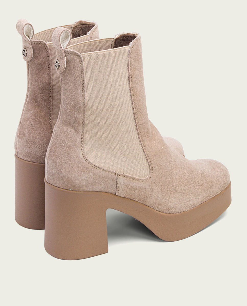 SAND HEEL ANKLE BOOTS WITH ELASTICS LENA