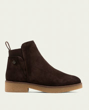 ISABEL MOKA LEATHER ANKLE BOOTS WITH ELASTIC PANELS