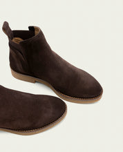 ISABEL MOKA LEATHER ANKLE BOOTS WITH ELASTIC PANELS