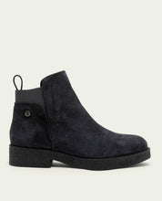 ISABEL CHARCOAL LEATHER ANKLE BOOTS WITH ELASTIC PANELS