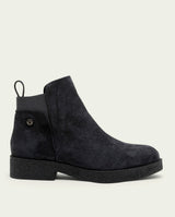 ISABEL CHARCOAL LEATHER ANKLE BOOTS WITH ELASTIC PANELS