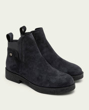 ISABEL CHARCOAL LEATHER ANKLE BOOTS WITH ELASTIC PANELS