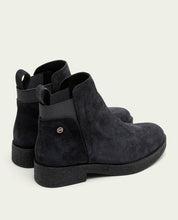 ISABEL CHARCOAL LEATHER ANKLE BOOTS WITH ELASTIC PANELS