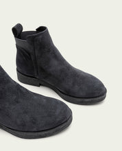ISABEL CHARCOAL LEATHER ANKLE BOOTS WITH ELASTIC PANELS