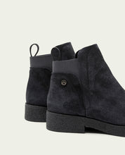ISABEL CHARCOAL LEATHER ANKLE BOOTS WITH ELASTIC PANELS