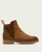 ISABEL LEATHER-COLORED ANKLE BOOTS WITH ELASTIC PANELS
