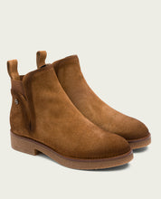 ISABEL LEATHER-COLORED ANKLE BOOTS WITH ELASTIC PANELS