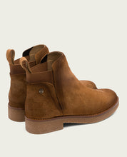 ISABEL LEATHER-COLORED ANKLE BOOTS WITH ELASTIC PANELS