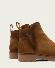 ISABEL LEATHER-COLORED ANKLE BOOTS WITH ELASTIC PANELS