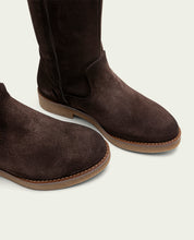 BOTTES HAUTES EN CUIR MOKA AVEC FERMETURE ÉCLAIR INÉS