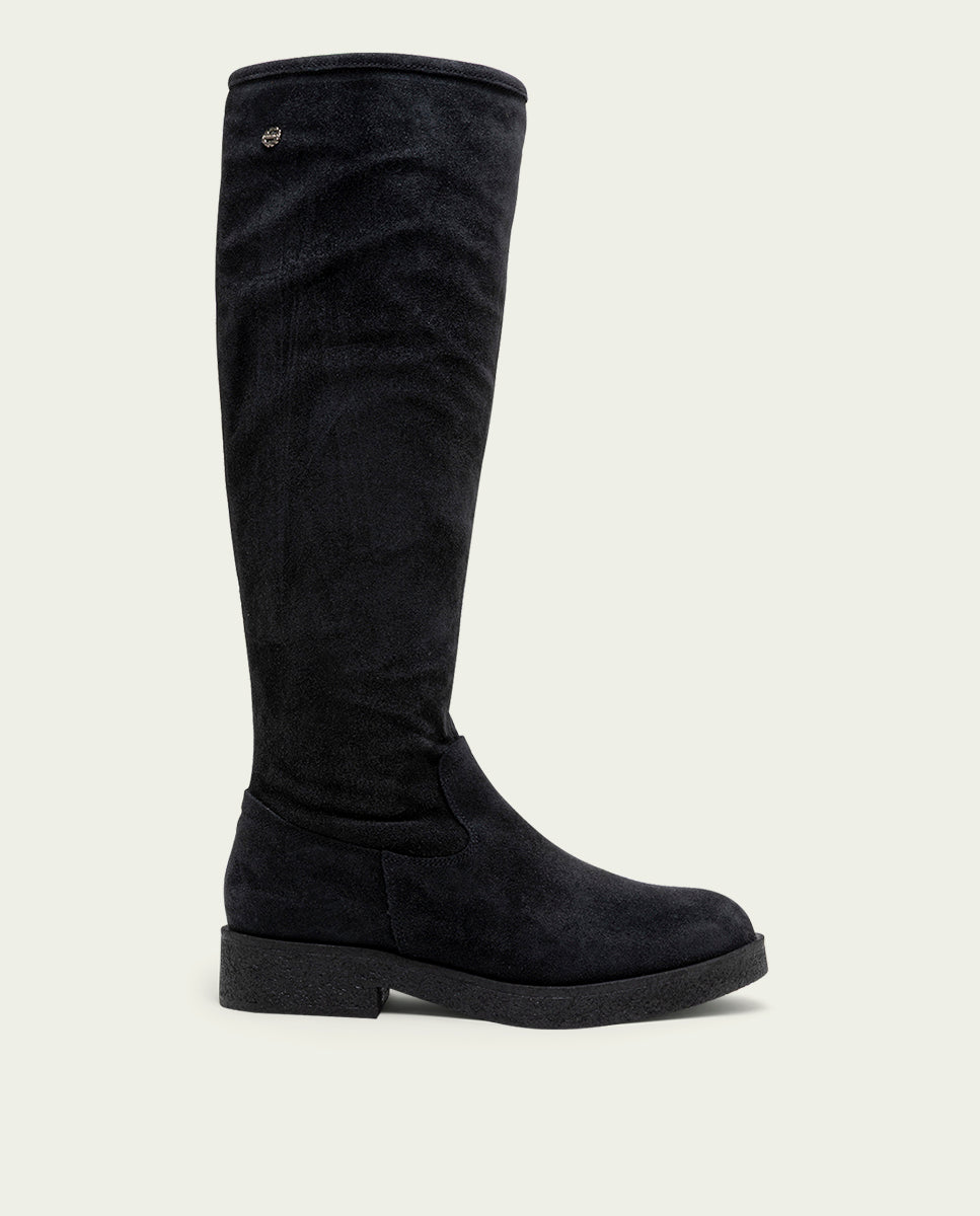 INÉS CHARCOAL LEATHER TALL BOOTS WITH ZIPPER