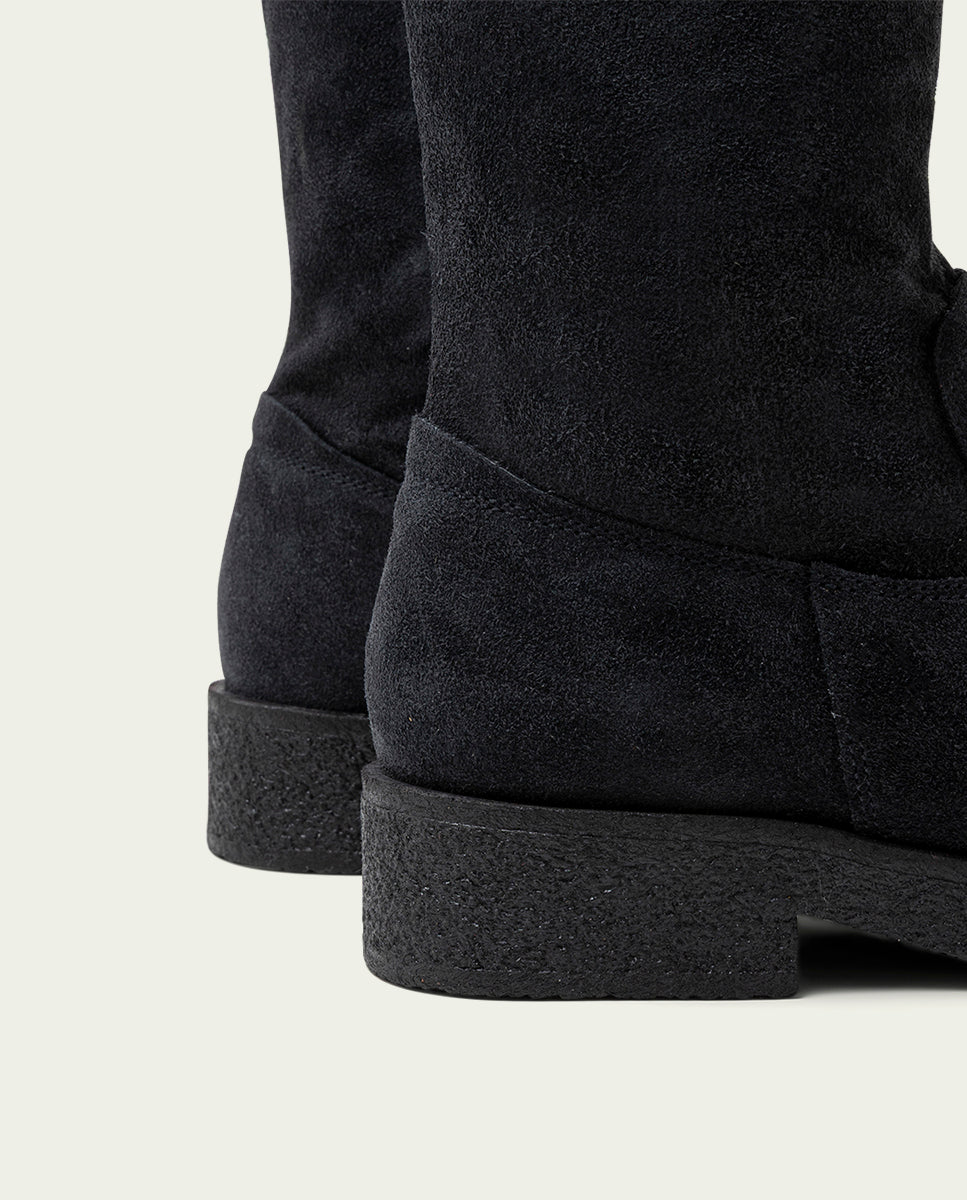INÉS CHARCOAL LEATHER TALL BOOTS WITH ZIPPER