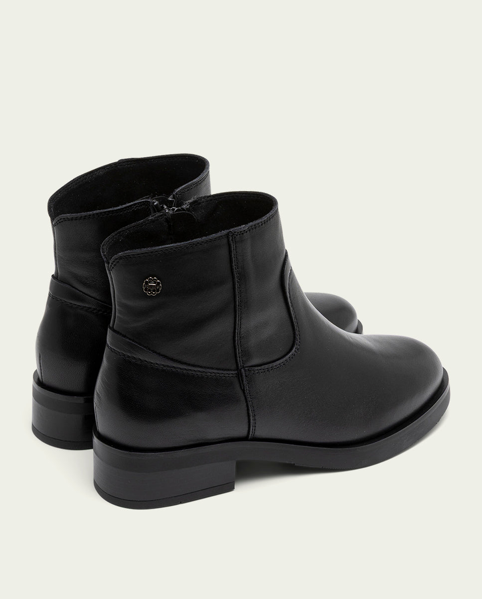 JIMENA BLACK LEATHER ANKLE BOOTS WITH ZIPPER