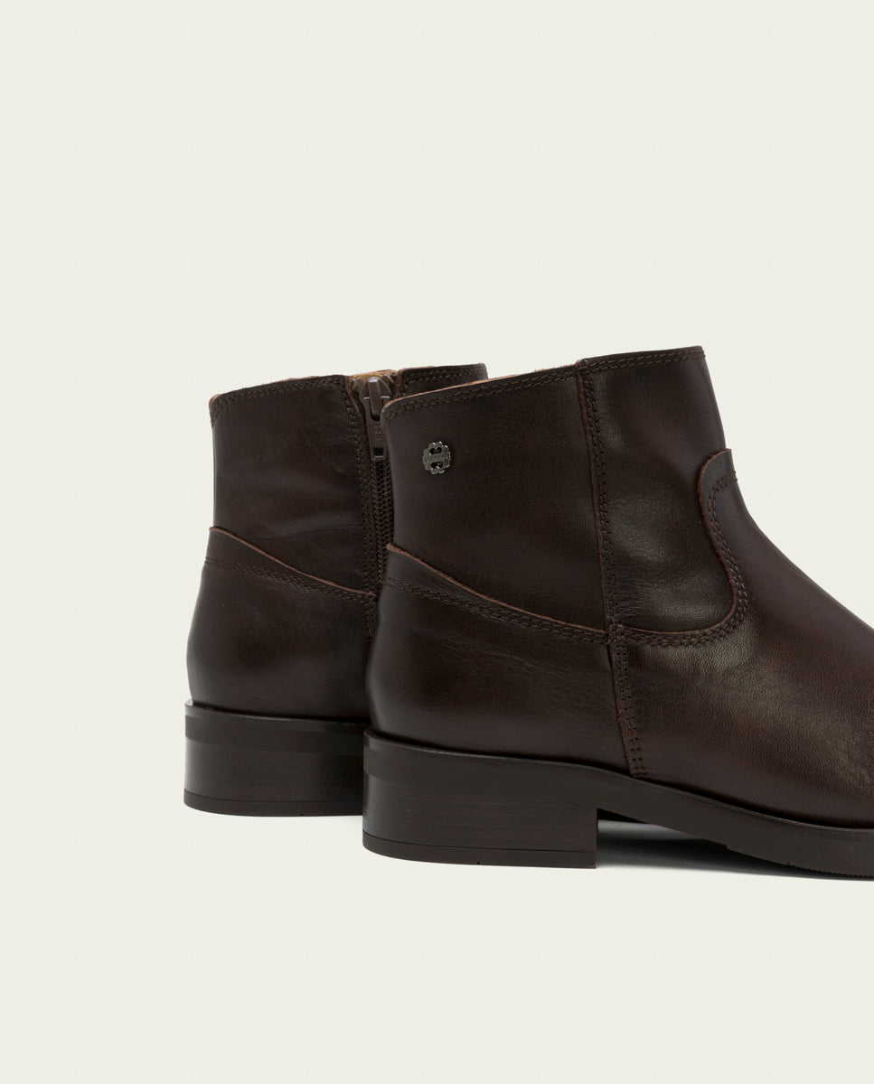 Moka leather ankle boots with zipper Jimena