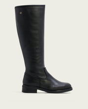 Black leather knee-high boots with zipper Jana