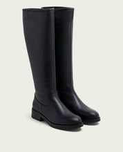 Black leather knee-high boots with zipper Jana