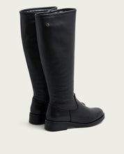 Black leather knee-high boots with zipper Jana