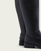 Black leather knee-high boots with zipper Jana