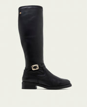 Black leather knee-high boots with zipper Jara