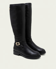 Black leather knee-high boots with zipper Jara