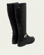 Black leather knee-high boots with zipper Jara