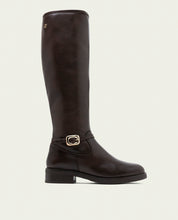 Moka leather knee-high boots with zipper Jara