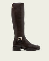 Moka leather knee-high boots with zipper Jara