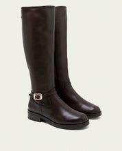 Moka leather knee-high boots with zipper Jara